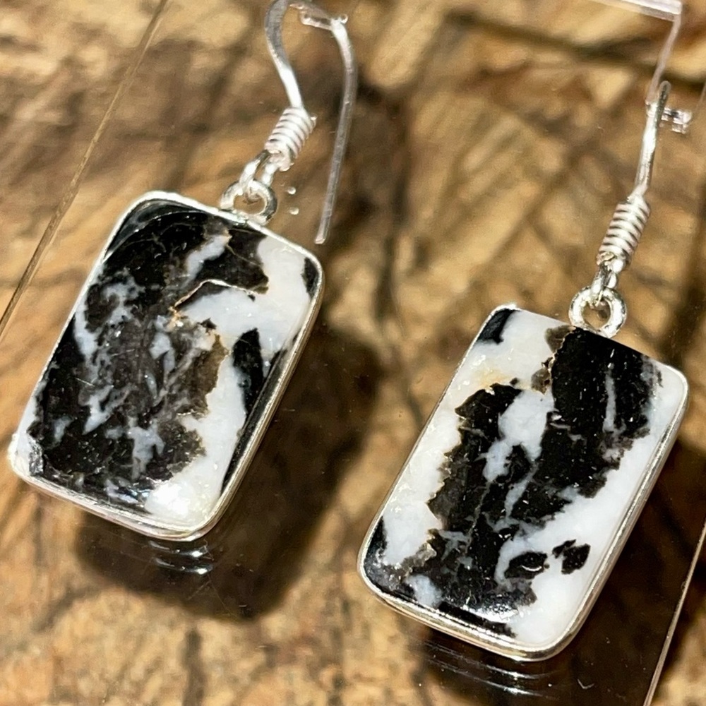 White Buffalo Turquoise Earrings 1 1/2” - Picture 2 of 10